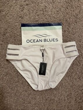 Ocean Blues Women's White Bikini Bottom with Triple Side Straps